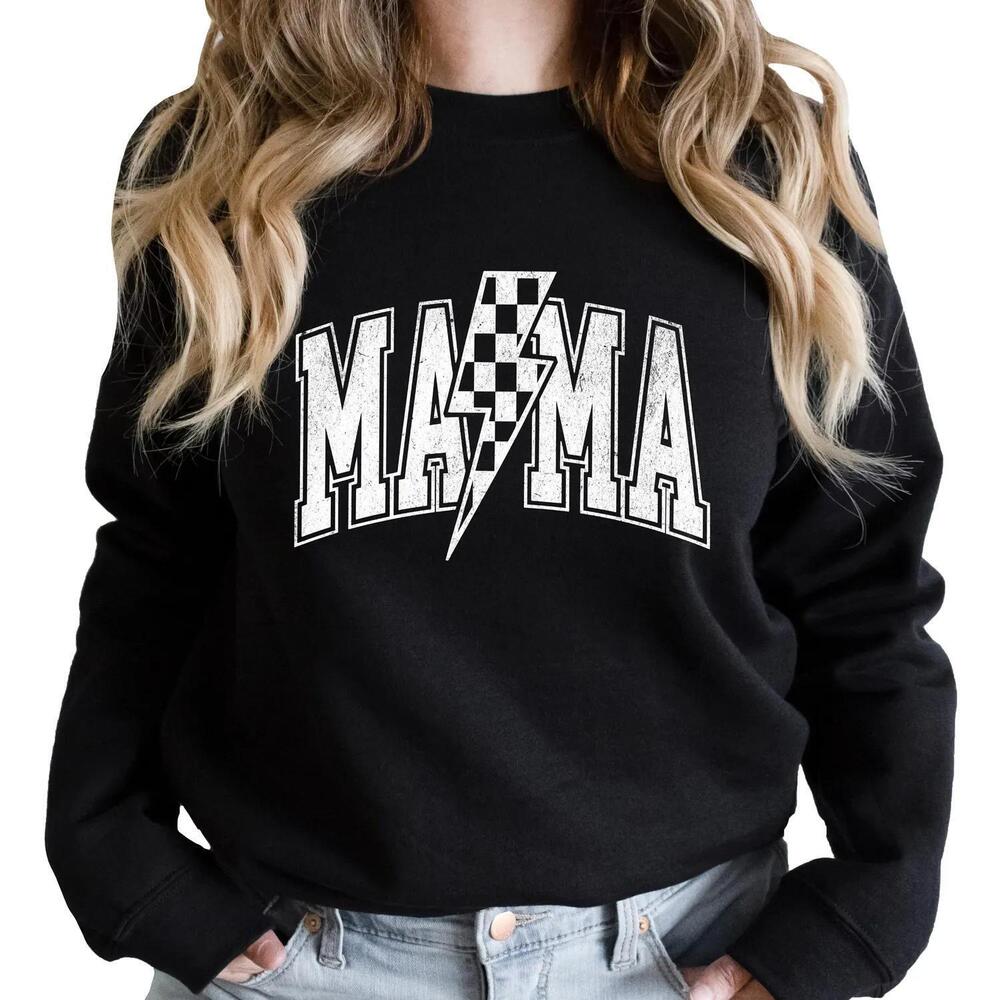 Lightning Bolt Mama Shirt, Checkered Mama sweatshirt, Mother Day Gift